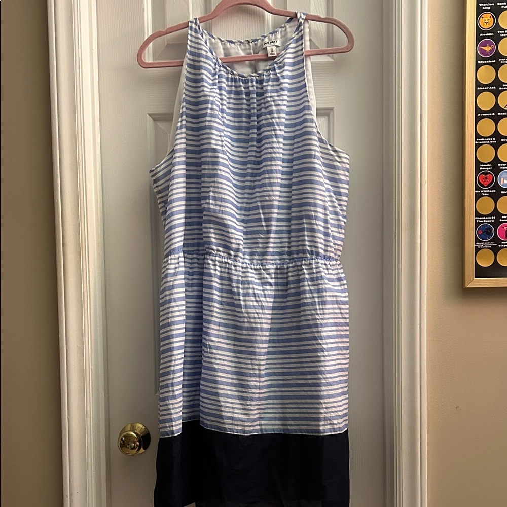 Old Navy Blue and White Striped Sleeveless Dress